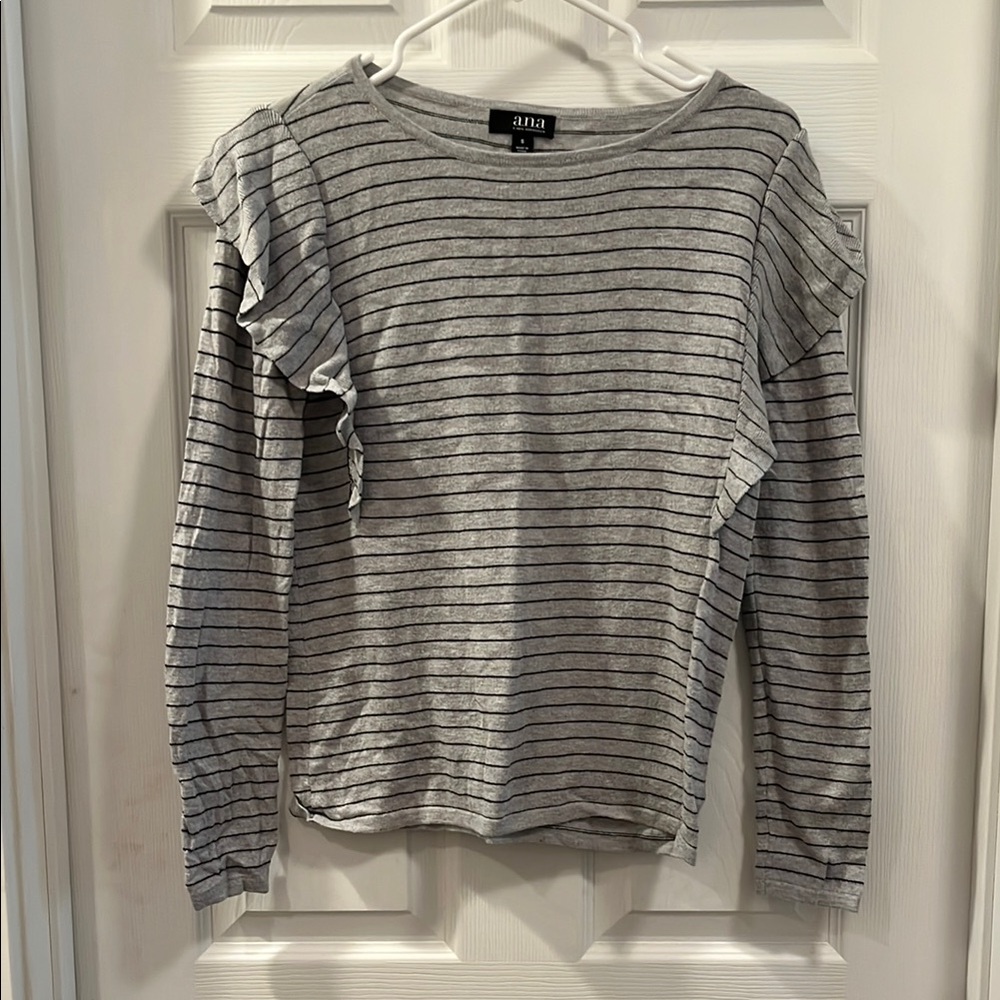 a.n.a. Gray and Black Striped light Sweater